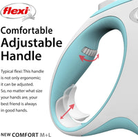 Flexi - New Comfort Retractable Cord Lead - Light Blue - Medium (5m - 20kg)