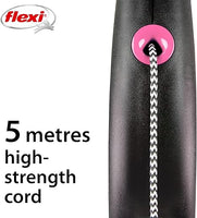 Flexi - Black Design Cord 5M Medium - Pink (1-20kg)