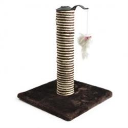 Ancol - Premo Deluxe Scratch Post With Toy - Chocolate - 29 x 40cm